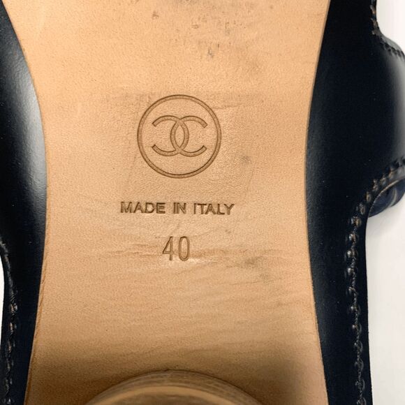 Chanel Camellia Flower CC Logo Flat Toe Ring Slide Blue Sandals EU 40 US 9-9.5 - Picture 9 of 9